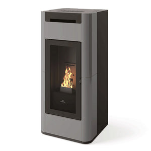 Stufa a pellet Edilkamin Tera H 30 Evo 30 kW Idro WiFi grigio chiaro opaco Edilkamin