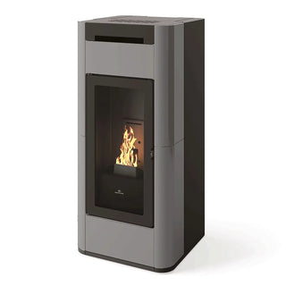 Stufa a pellet Edilkamin Tera H 30 Evo 30 kW Idro WiFi grigio chiaro opaco Edilkamin