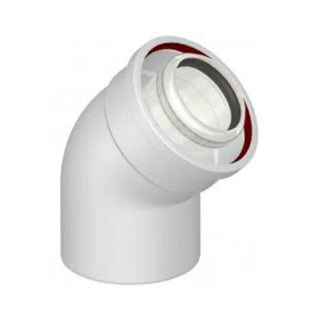 Curva coassiale universale 45° ø 60/100 m/f per scarico fumi caldaia a condensazione Stabile