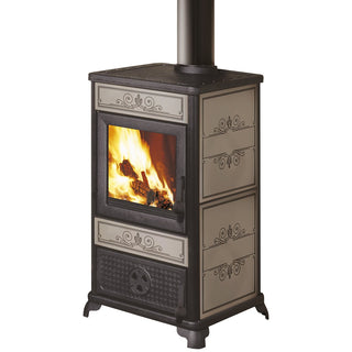 Stufa a legna EK63 FANCY - gruppo Edilkamin - 9 kW ad aria Tortora