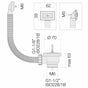 Piletta Valsir per lavello 1"1/2 con tappo e troppopieno tondo