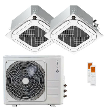 Condizionatore Clivet Cassetta Compatta 4 vie IBA1-Y dual split 18000+18000 BTU inverter A+ wifi unità esterna 12.3 kW