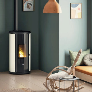 Stufa a pellet Cadel Sound 5 UP 5,5 kW ad aria WiFi Bianco
