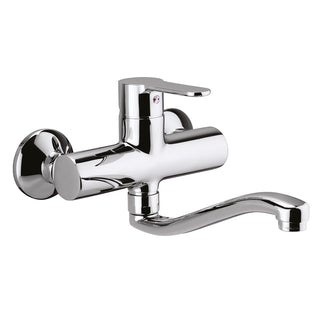Miscelatore lavello cucina Paffoni BLU161 a muro con canna tubo serpente orientabile