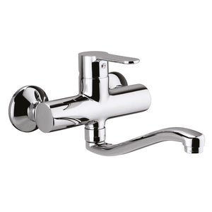 Miscelatore lavello cucina Paffoni BLU161 a muro con canna tubo serpente orientabile