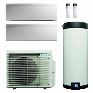 Daikin Multi+ sistema di climatizzazione e acqua calda sanitaria dual split - Unità interne Emura 3 bianco 7000+7000 BTU - Serbatoio 90 l Daikin