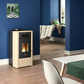 Stufa a pellet Cadel River Idro 23 ad acqua 22,4 kW WiFi - MAIOLICA AVORIO