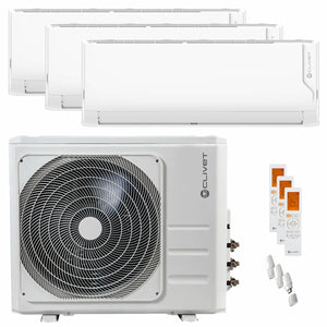 Condizionatore Clivet Cristallo 2 trial split 9000+12000+18000 BTU inverter A wifi unità esterna 12.3 kW