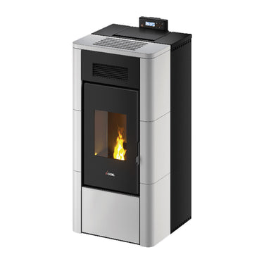 Stufa a pellet Cadel River Idro 16 ad acqua 16,1 kW WiFi - MAIOLICA BIANCA
