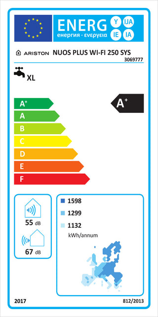 Scaldabagno a pompa di calore Ariston Nuos PLUS Wi-Fi 250 SYS - 250 litri A+ con serpentina