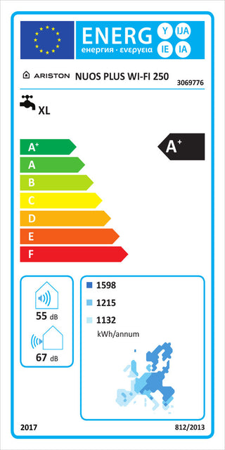 Scaldabagno a pompa di calore Ariston Nuos PLUS Wi-Fi 250 litri A+