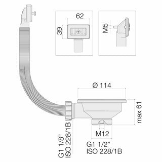 Piletta Valsir 3"1/2 con cestello e troppopieno rettangolare
