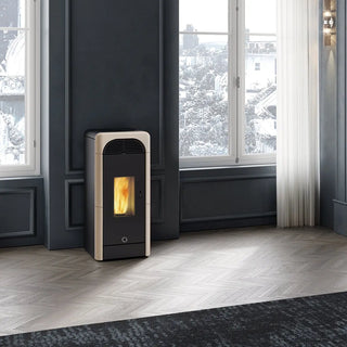 Stufa a pellet EK63 BERRY90+ - gruppo Edilkamin - 9,2 kW ad aria canalizzata Tortora EK63