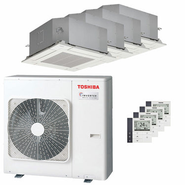 Condizionatore Toshiba Cassetta compatta U2 a 4 vie quadri split 9000+9000+9000+9000 BTU inverter A++  unità esterna 8 kW