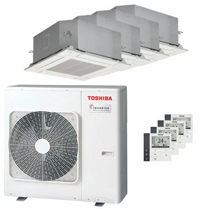 Condizionatore Toshiba Cassetta compatta U2 a 4 vie quadri split 9000+9000+12000+12000 BTU inverter A++  unità esterna 8 kW Toshiba