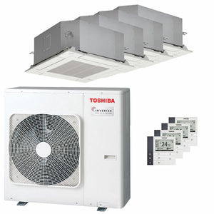 Condizionatore Toshiba Cassetta compatta U2 a 4 vie quadri split 12000+12000+12000+12000 BTU inverter A++  unità esterna 8 kW
