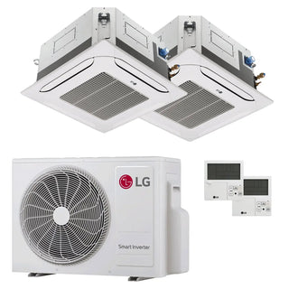 Condizionatore LG Cassetta 4 vie LG dual split 9000+12000 BTU inverter A+++  unità esterna 4.7 kW LG