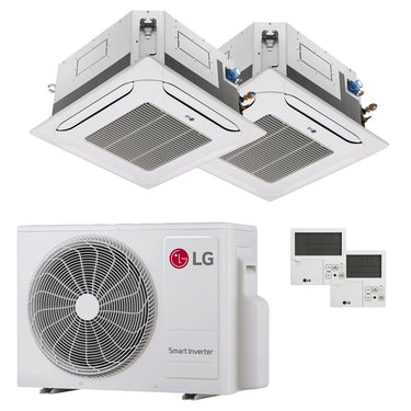 Condizionatore LG Cassetta 4 vie LG dual split 9000+9000 BTU inverter A+++  unità esterna 4.7 kW