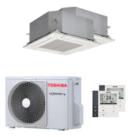 Condizionatore Toshiba Cassetta compatta U2 a 4 Vie dual split 9000+12000 BTU inverter A++ unità esterna 5,2 kW