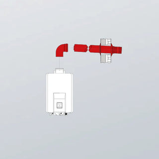 Kit scarico fumi a parete + curva coassiale 90° Ø= 60/100 mm per scaldabagni Rinnai