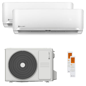 Condizionatore Clivet Essential 2 dual split 12000+12000 BTU inverter A+ unità esterna 6,2 kW