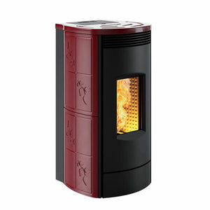 Stufa a pellet Caminetti Montegrappa Alpina M MW24 19,7 kW Idro Bordeaux Lucido Caminetti Montegrappa
