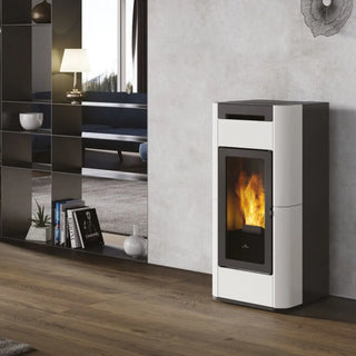 Stufa a pellet Edilkamin Tera H 30 Evo 30 kW Idro WiFi bianco panna Edilkamin