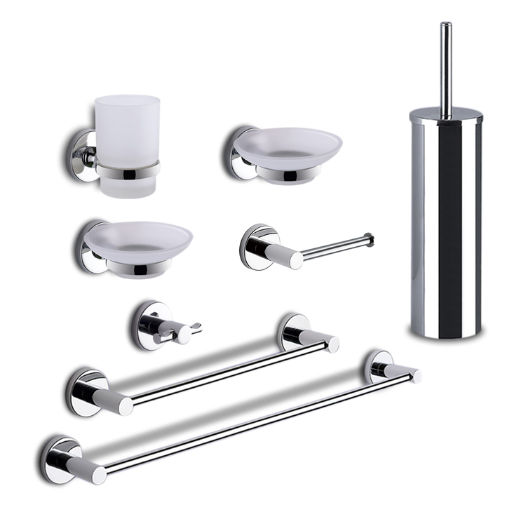 Set di accessori da bagno moderni ganci per accappatoio in metallo in cromo  lucido/oro - Clearhalo